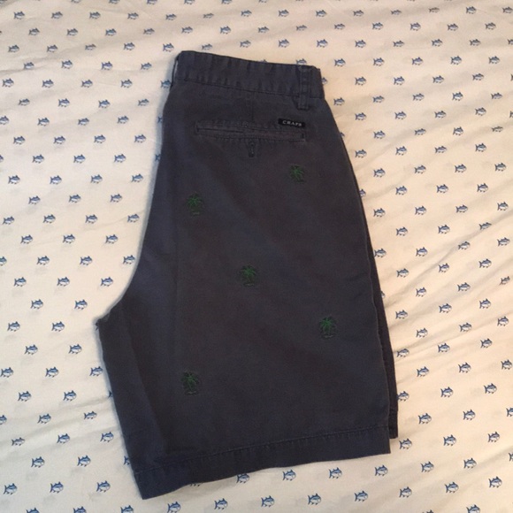 Chaps navy shorts w/ green palm trees - Picture 3 of 5